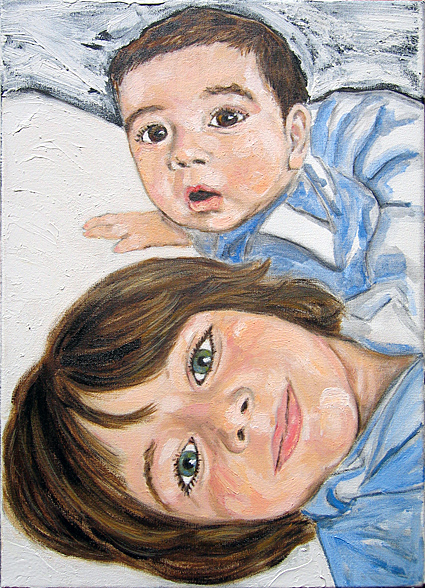 Happy brothers  Óleo + modeling paste sobre lienzo 3D 25 x 35 cm 2009