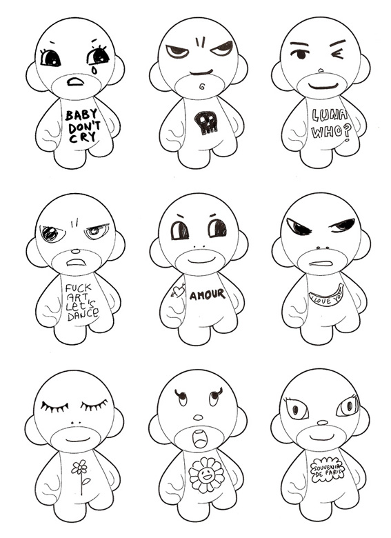 Bocetos a rotulador sobre plantilla de Munnys. 2010