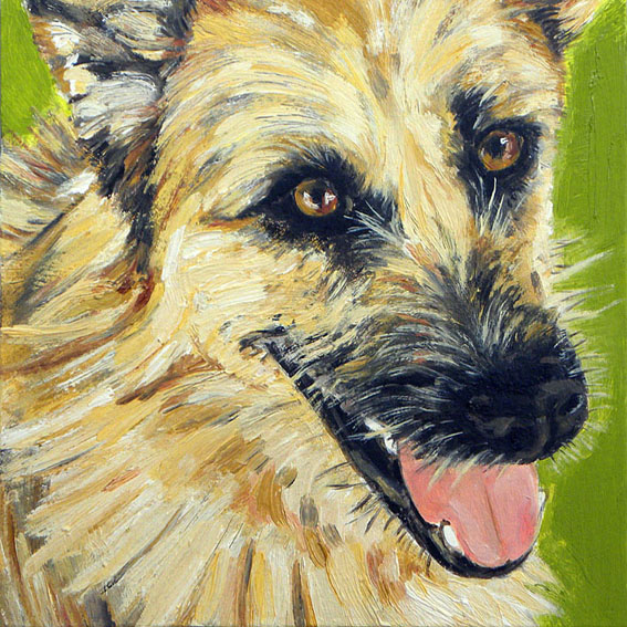 Pet Portrait Painting. Retrato de Txusa. Óleo sobre madera. 2010.