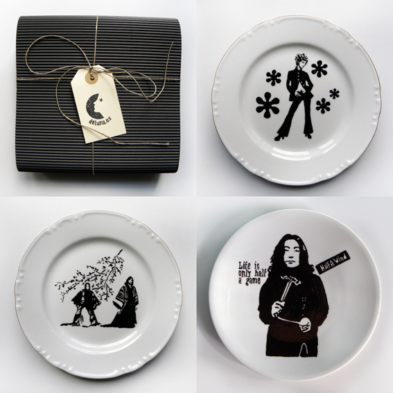 Platos de cerámica y porcelana pintados a mano. The plates are a unique piece of artwork. 2010.