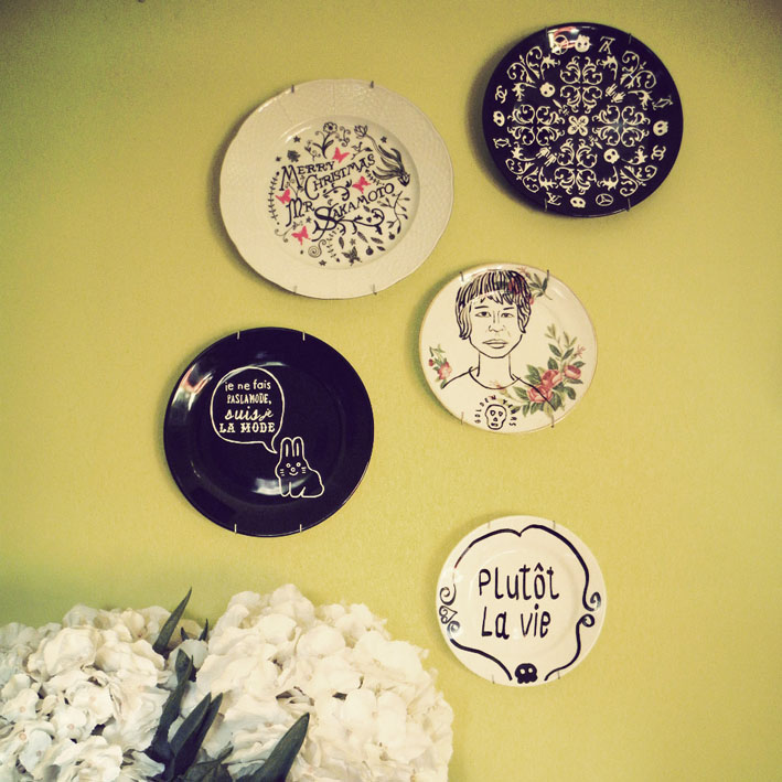 Plates collage on the wall