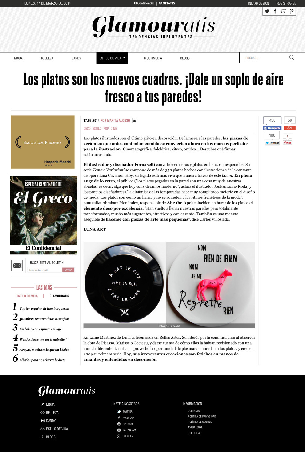 Luna Art en Glamouratis en El Confidencial