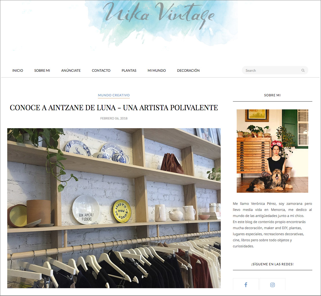 Aintzane De Luna en el blog de Nika Vintage