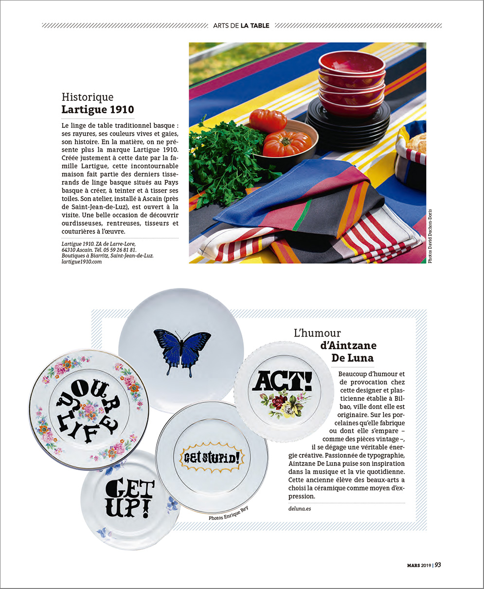 Deluna Ceramics en Sud Ouest Gourmand Magazine