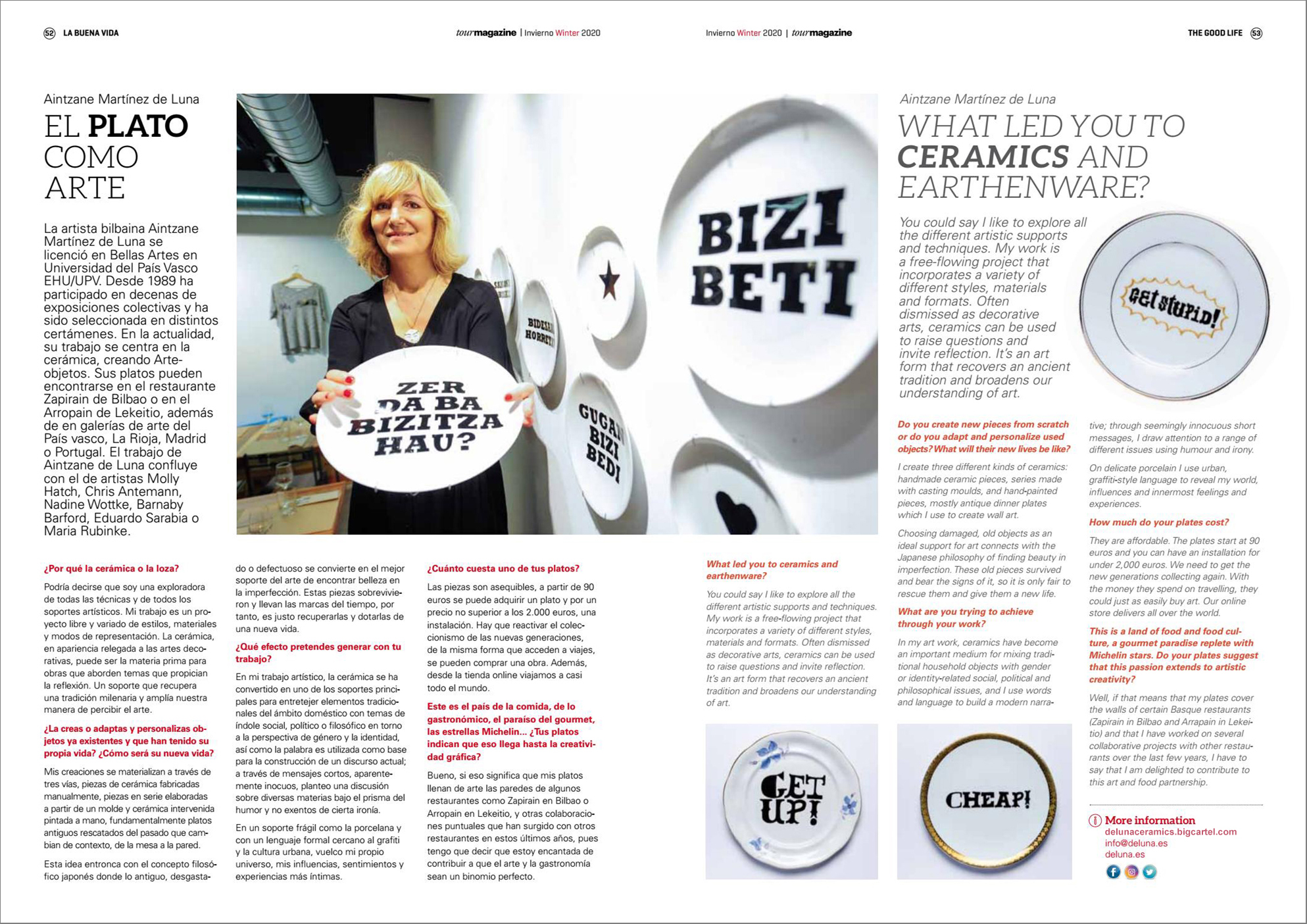 Deluna Ceramics in Tour Magazine