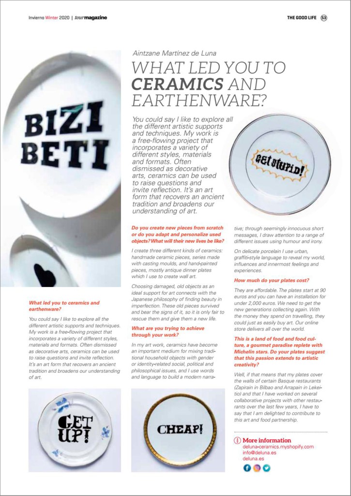 Deluna Ceramics in Tour Magazine