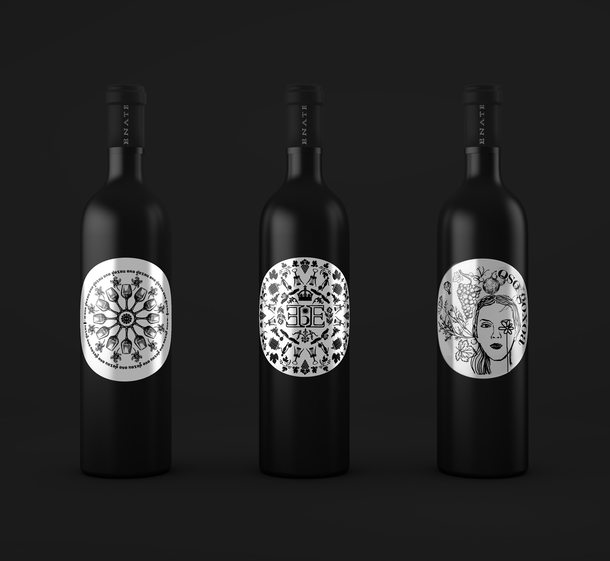 Oso Goxoa #mietiquetaENATE22 etiquetas para Bodegas Enate de la artista Aintzane De Luna